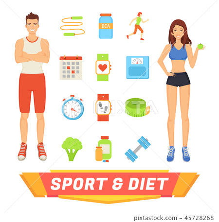 Sport and Diet People Icons Vector Illustration - Stock Illustration ...