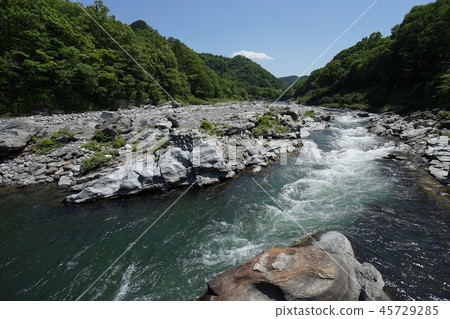 Chichibu Nagasu Clear river Flow Mountain stream Chichibu Nagasu Clear river Flow Mountain stream 45729285