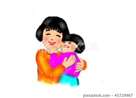 一個好朋友父母和孩子的圖像例證。媽媽和孩子們的手繪插圖。 45729967