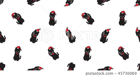 Cat seamless pattern Christmas vector Santa Claus  45730069