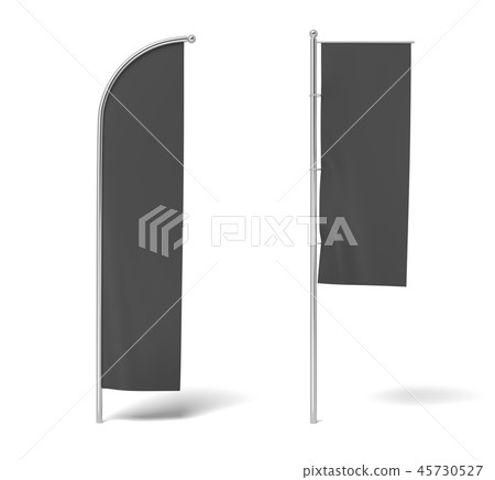 3d rendering of two monochrome black flags... - Stock Illustration ...