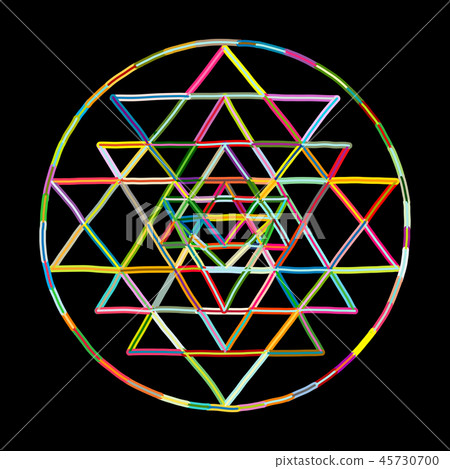 Sacred geometry and alchemy symbol Sri Yantra. Hand drawn sketch for your design 45730700