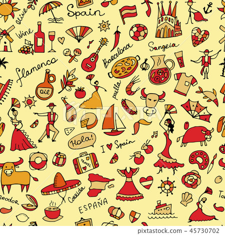 Spain, seamless pattern for your design 45730702