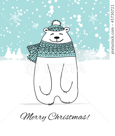 Christmas card with white santa bear Christmas card with white santa bear 45730721