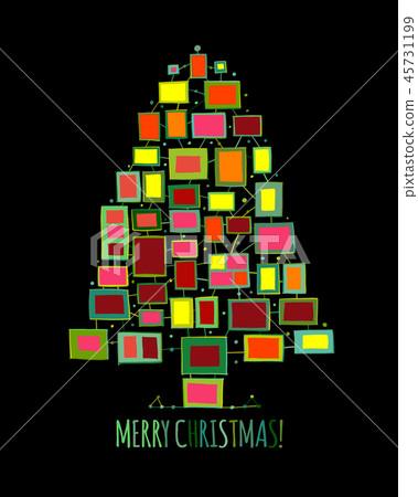 Christmas tree made from photo frames, greeting card for your design Christmas tree made from photo frames, greeting card for your design 45731199