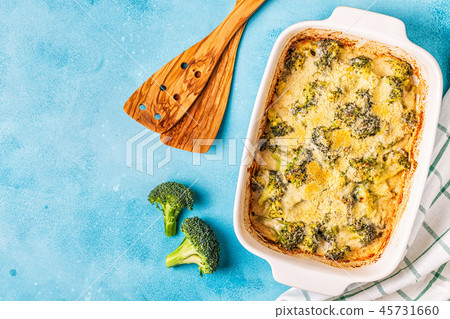Broccoli gratin in a baking dish. 45731660