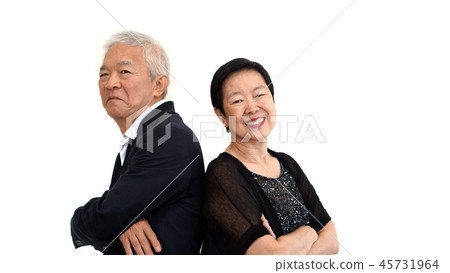 Asian senior couple in business attire happy Asian senior couple in business attire happy 45731964
