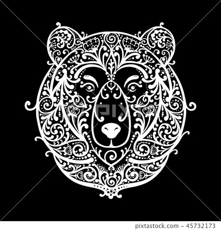Ornate bear face, sketch for your design Ornate bear face, sketch for your design 45732173