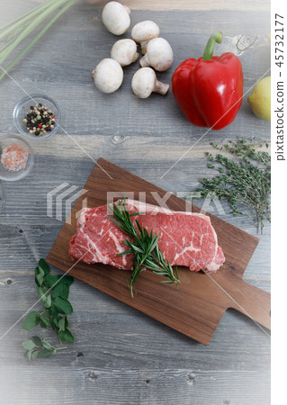 Meat New York cut sirloin steak Raw meat Meat New York cut sirloin steak Raw meat 45732177