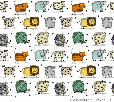Funny animals, seamless pattern for your design Funny animals, seamless pattern for your design 45733093