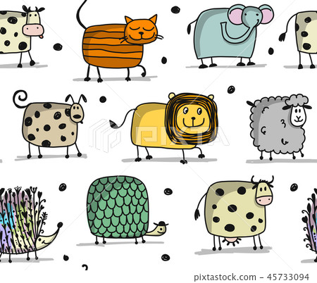 Funny animals, seamless pattern for your design Funny animals, seamless pattern for your design 45733094