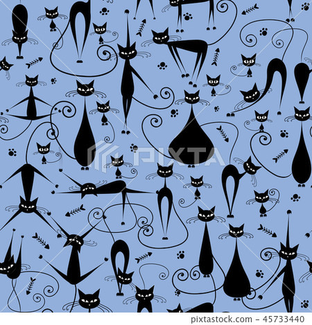 Black cats family, seamless pattern for your design Black cats family, seamless pattern for your design 45733440