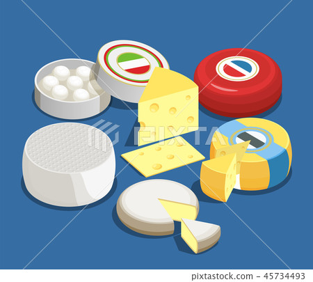 Cheese Assortment Isometric Design Concept 45734493
