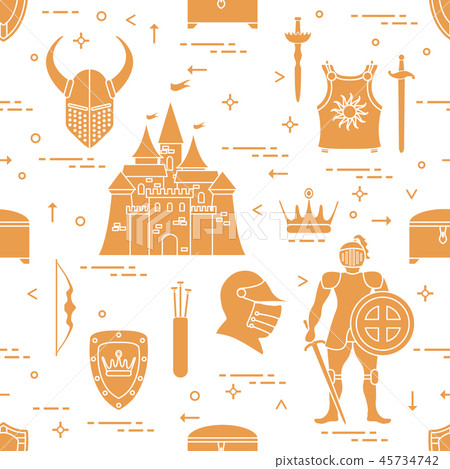 Pattern with knight, shields, swords and other 45734742