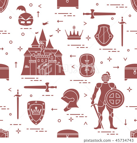 Pattern with knight, castle, swords and other 45734743