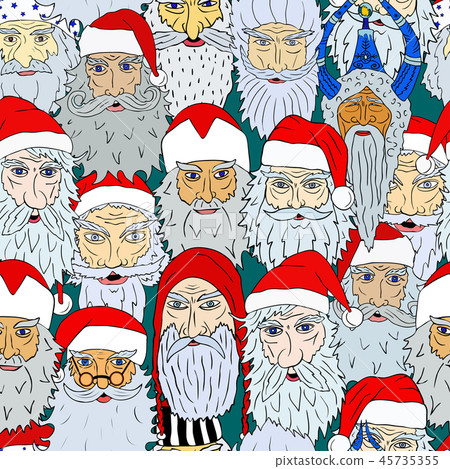 Seamless Christmas pattern of Santa Claus heads 45735355