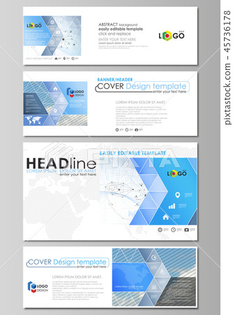 Social Media And Email Headers Modern Banners Stock