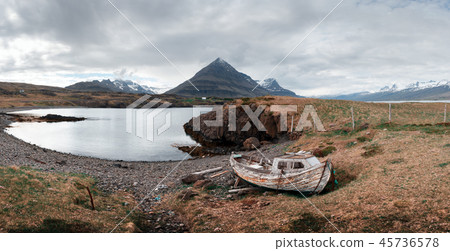 Typical Iceland landscape with ship 45736578