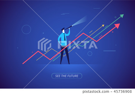 Businessman with telescope looking to the future. Businessman with telescope looking to the future. 45736908