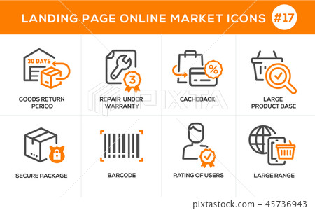 Flat line design concept icons online shopping - Stock Illustration ...