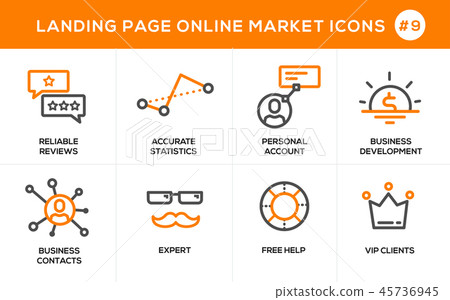 Flat line design concept icons for online shopping Flat line design concept icons for online shopping 45736945