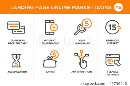 Flat line design concept icons for online shopping Flat line design concept icons for online shopping 45736946