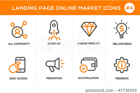 Flat line design concept icons for online shopping - Stock Illustration ...