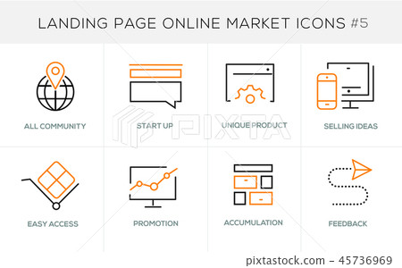Flat line design concept icons for online shopping 45736969