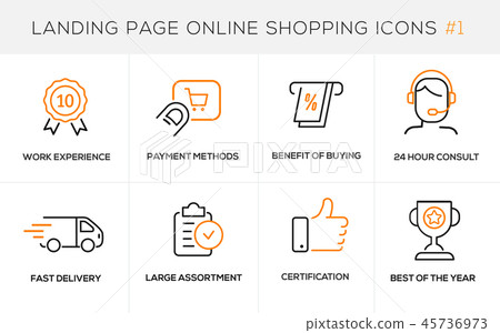 Flat line design concept icons for online shopping 45736973