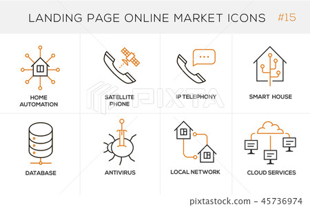 Flat line design concept icons for online shopping - Stock Illustration ...