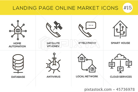 Flat line design concept icons for online shopping Flat line design concept icons for online shopping 45736978