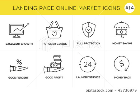 Flat line design concept icons for online shopping 45736979
