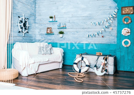 The interior is decorated in nautical style 45737276