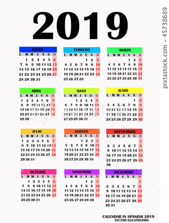 Simple design for calendar 2019. Vector Simple design for calendar 2019. Vector 45738689