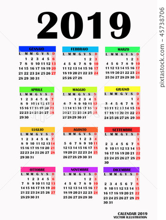 Simple design for calendar 2019. Vector. Simple design for calendar 2019. Vector. 45738706