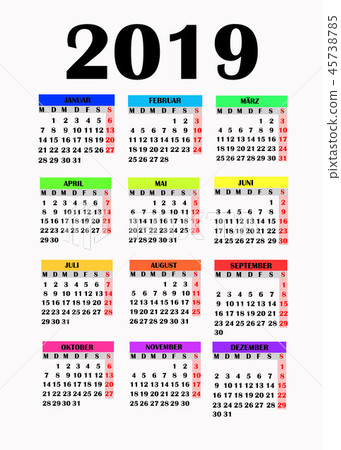 Simple design for calendar 2019. 45738785