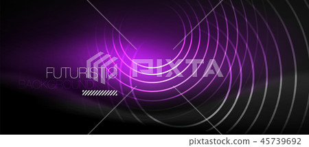 Dark abstract background with glowing neon circles Dark abstract background with glowing neon circles 45739692