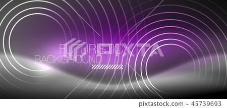 Neon circles abstract background, shiny lines Neon circles abstract background, shiny lines 45739693