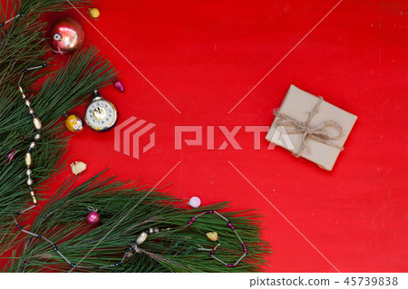 winter Christmas background Christmas tree holiday gifts new year 45739838