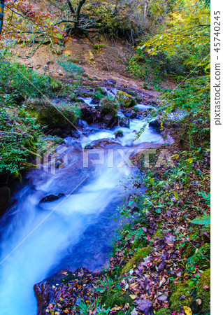 男人iku Meisui [大分縣由布市]的瀑布的秋天葉子 45740245