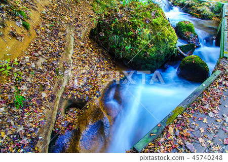 男人iku Meisui [大分縣由布市]的瀑布的秋天葉子 45740248