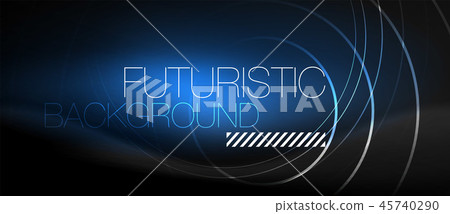 Dark abstract background with glowing neon circles 45740290