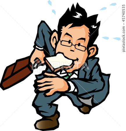 Businessman running while adding bread Businessman running while adding bread 45740535