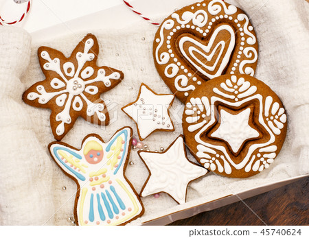 beautiful Christmas cookies in a box  45740624