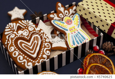 beautiful Christmas cookies in a box  45740625