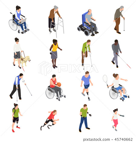 Disabled People Isometric Set  45740662