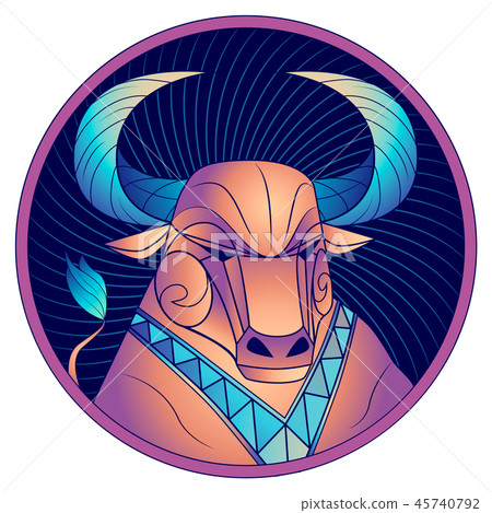 Taurus zodiac sign, horoscope symbol, blue, vector 45740792