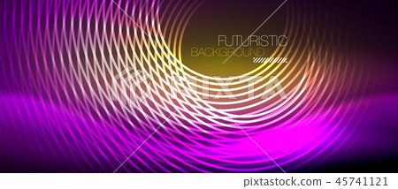 Neon glowing techno lines, hi-tech futuristic abstract background template with square shapes 45741121