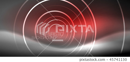 Neon circles abstract background, shiny lines 45741130