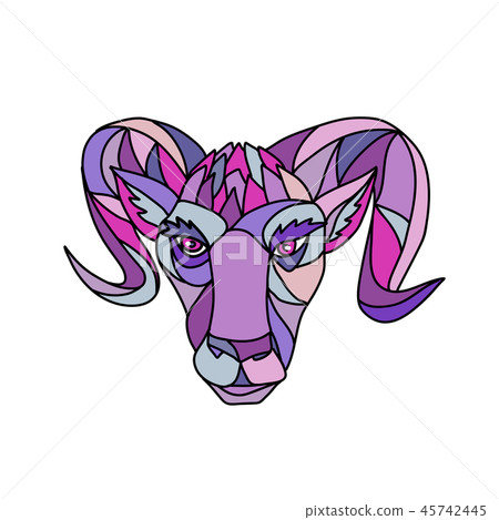 Bighorn Sheep Ram Mosaic Color 45742445